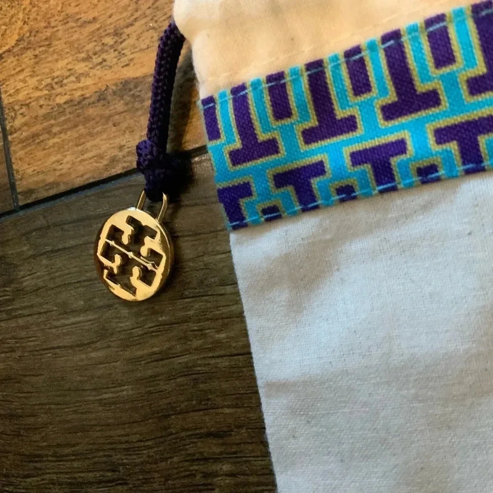 Tory Burch Drawstring‎ Dust Cover Bag canvas 12 x 15 with logo metal tag EUC